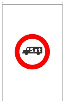 Señal R-107: Entrada prohibida a vehículos destinados al transporte de mercancías con mayor masa autorizada que la indicada.