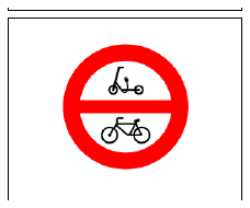 Señal R-119: Entrada prohibida a ciclos y a vehículos de movilidad personal