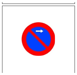 Señal R-308g: Estacionamiento prohibido hacia el lado de la señal indicado por la flecha