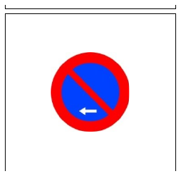 Señal R-308h: Estacionamiento prohibido hacia el lado de la señal indicado por la flecha