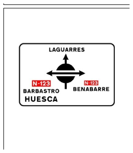 Señal S-202: Preseñalización de glorieta partida desde las calzadas secundarias
