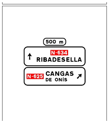 Señal S-220a: Preseñalización, con cartel lateral, en carretera convencional o carretera multicarril hacia carretera convencional o carretera multicarril y dirección propia