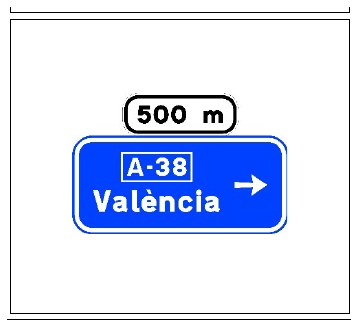 Señal S-222: Preseñalización, con cartel lateral, en carretera convencional o carretera multicarril hacia autopista o autovía