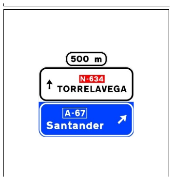 Señal S-222a: Preseñalización, con cartel lateral, en carretera convencional o carretera multicarril hacia autopista o autovía y dirección propia