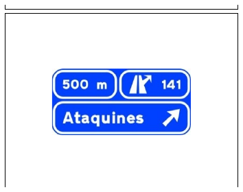Señal S-225: Preseñalización, con cartel lateral, en autopista o autovía hacia cualquier tipo de carretera