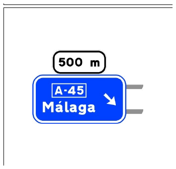 Señal S-232: Preseñalización, con cartel sobre la calzada, en carretera convencional o carretera multicarril hacia autopista o autovía