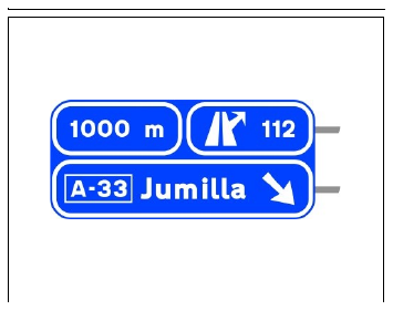 Señal S-235: Preseñalización, con cartel sobre la calzada, en autopista o autovía hacia cualquier tipo de carretera.