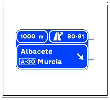 Señal S-242: Preseñalización, con cartel sobre la calzada en autopista o autovía, de dos salidas muy próximas hacia cualquier tipo de carretera