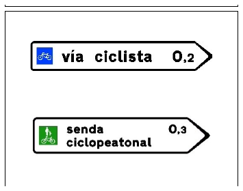Señal S-322: Señal de destino hacia una vía ciclista o senda ciclopeatonal