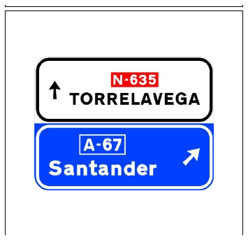 Señal S-349a: Señalización de salida inmediata, con cartel lateral, en carretera convencional o carretera multicarril hacia autopista o autovía y dirección propia