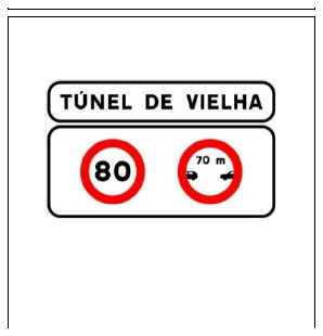 Señal S-532: Localización de túnel en carretera convencional o carretera multicarril con información sobre las obligaciones específicas de circulación dentro del mismo