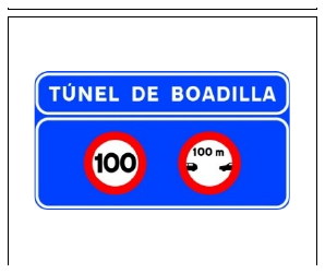 Señal S-533: Localización de túnel en autopista o autovía con información sobre las obligaciones específicas de circulación dentro del mismo