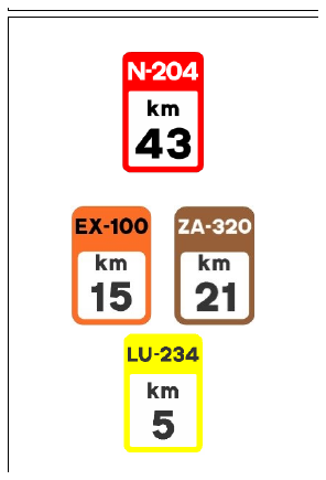Señal S-572: Hito kilométrico en carretera convencional o carretera multicarril