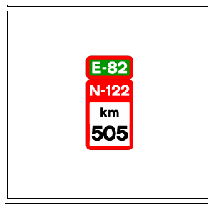 Señal S-573: Hito kilométrico en carretera convencional o carretera multicarril perteneciente a un itinerario internacional