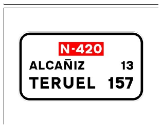 Señal S-600: Confirmación de poblaciones en un itinerario por carretera convencional o carretera multicarril