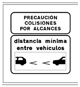 Señal S-992a: Señal informativa de la distancia mínima entre vehículos en carretera convencional o carretera multicarril