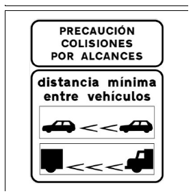 Señal S-992b: Señal informativa de la distancia mínima entre vehículos dentro de un túnel en carretera convencional o carretera multicarril