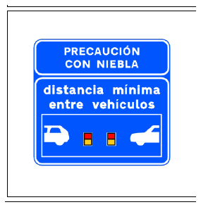 Señal S-992e: Señal informativa de la distancia mínima entre vehículos indicada mediante balizas luminosas