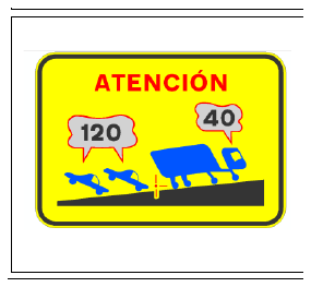 Señal S-993: Advertencia de riesgo de alcances en tramo de autopista o autovía en pendiente ascendente